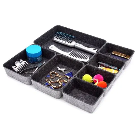 Welaxy Felt 7 Piece Drawer Organizer Tray Set Charcoal {6}