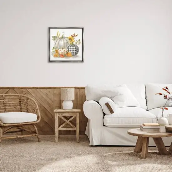 Stupell Industries Patterned Pumpkins Autumn Harvest Floater Framed Art Gray {3}