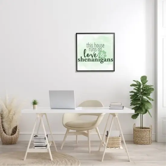 Stupell Industries Love & Shenanigans Family Shamrock Phrase Framed Giclee Art Black {3}