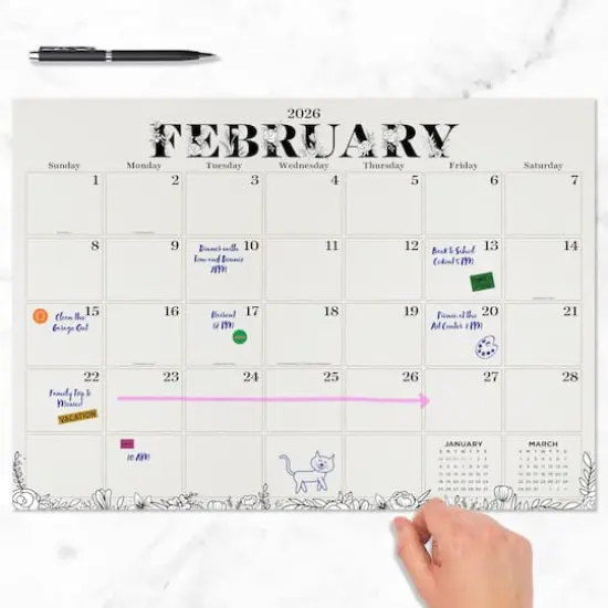 2026 Floral Medium Desk Pad Monthly Blotter Calendar {3}