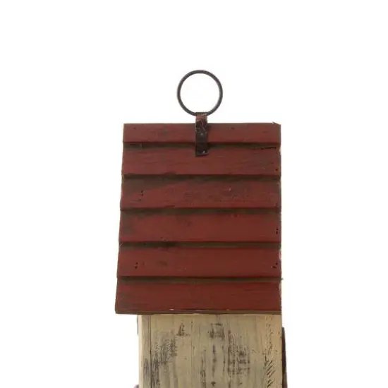 Glitzhome&reg; Tall White & Red Distressed Wood Bird House {8}