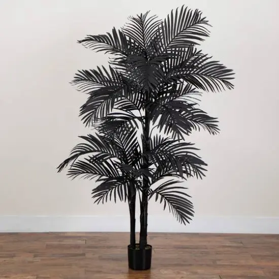 6ft. Artificial Halloween Black Golden Cane Tree {8}