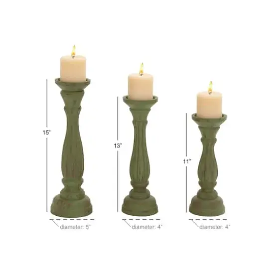 Green Wood Traditional Candle Holder Set, 3ct.  {8}