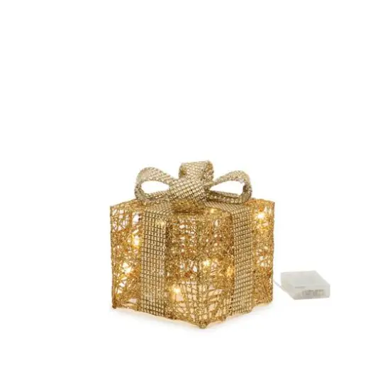 Gold LED Wrapped Presents Display Set {6}