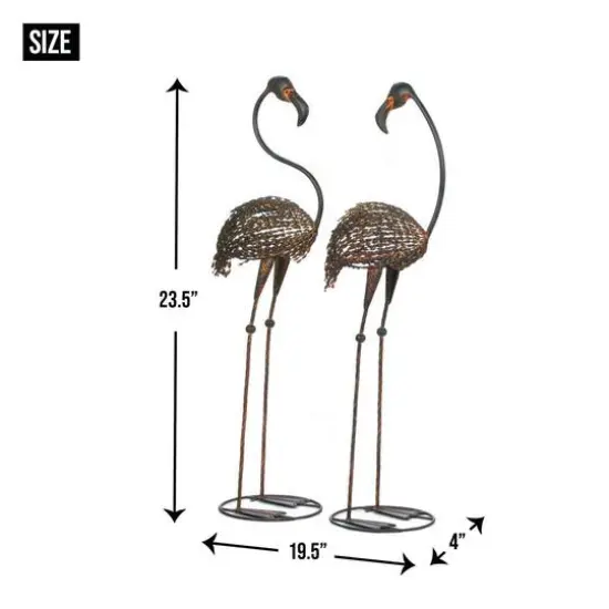 42" Wild Flamingo Garden Art Duo {9}