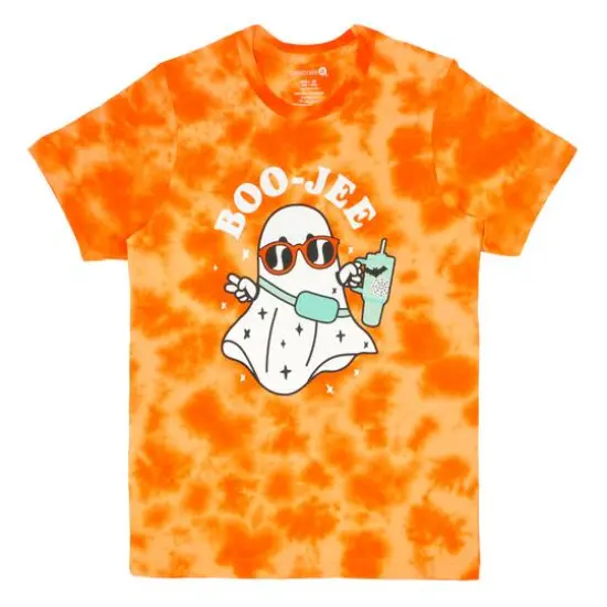 Orange Tie Dye Boo-Jee Ghost Adult Crew Neck T-Shirt by Celebrate It&trade; {1}