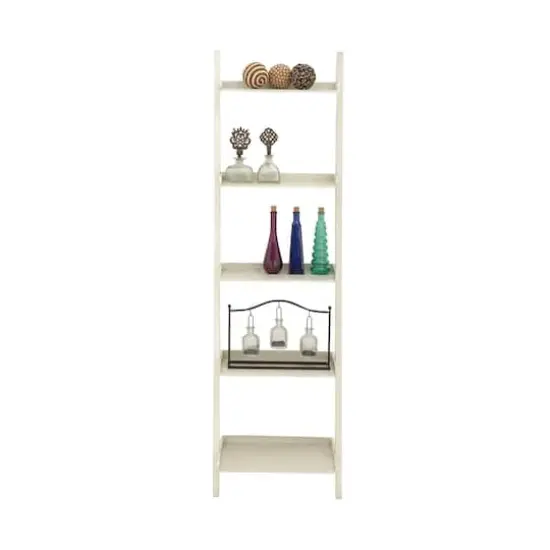 White Wood Traditional Shelving Unit, 69 " x 20 " x 14 " {3}
