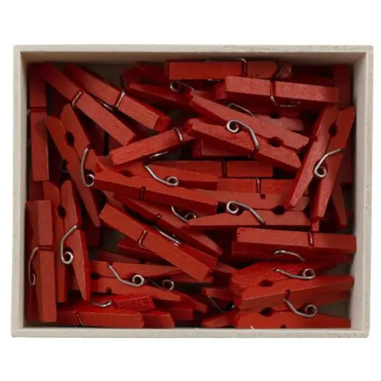 JAM Paper 1.125" Wood Clip Clothespins, 100ct. Red {4}