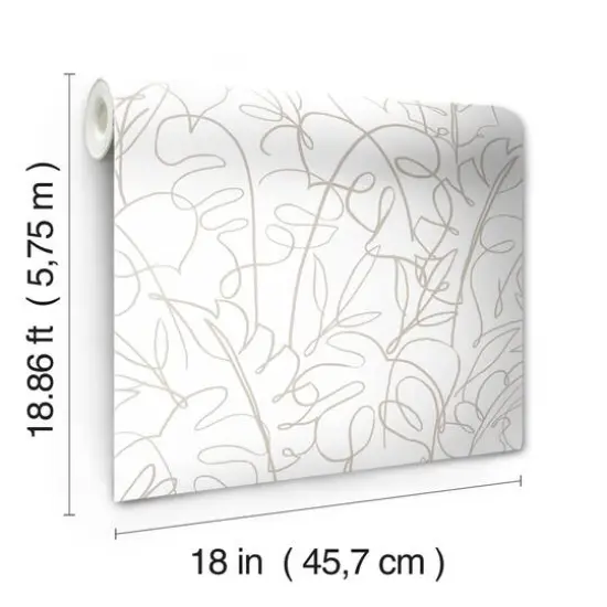 RoomMates Tamara Day Tropical Signature Peel & Stick Wallpaper White and Light Brown {9}
