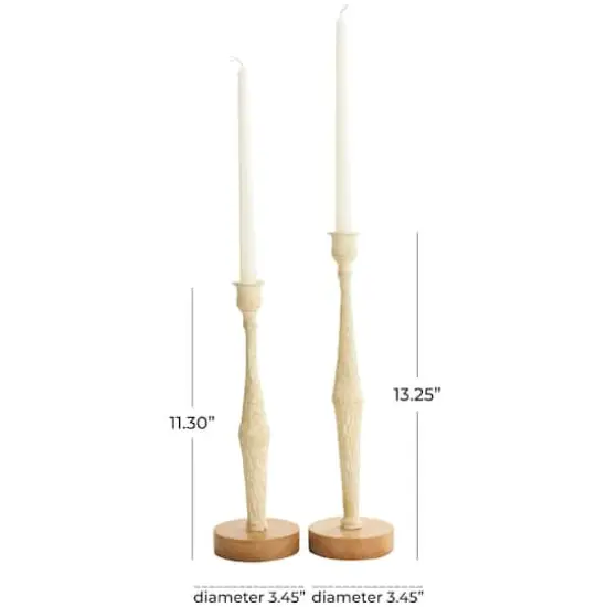 Cream Metal Textured Tapered Candle Holder Set {6}