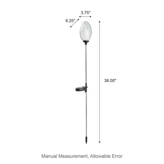 Glitzhome&reg; 36" Solar Powered Oval Flower Stake Light with Stainless Steel Poles, 3ct. {9}