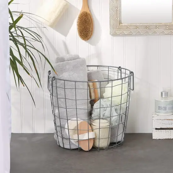DII&reg; Medium Cool Gray Round Metal Basket {3}