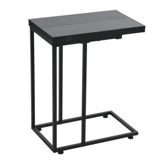 Household Essentials Jamestown Extendable C-Shaped End Table Black Oak {1}