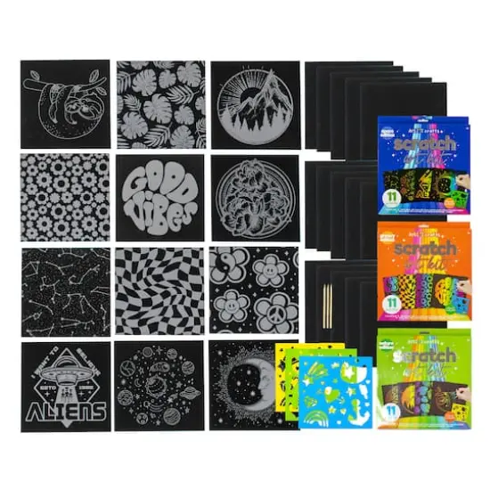 Art 101 Scratch Art Kits, 3 Packs of 11 {1}