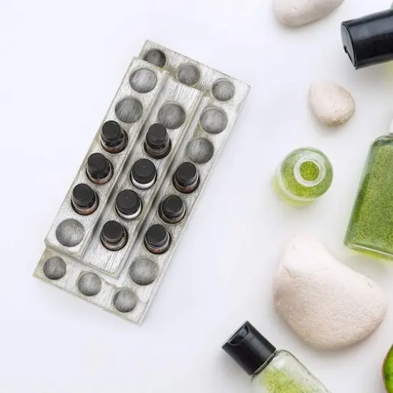 NEX&trade; Whitewash Essential Oils Storage Rack for 5, 10, 15, and 20mL Bottles {5}