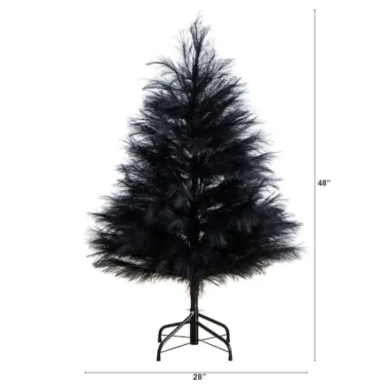 4ft. Artificial Halloween Black Pampas Grass Christmas Tree {3}