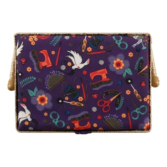 SINGER&reg; Large Purple Notions Print Sewing Basket with Sewing Scissors & Notions {8}