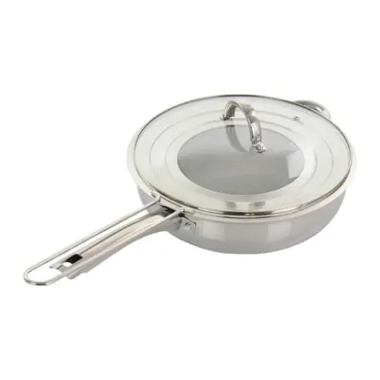Oster Sangerfield 4qt. Stainless Steel Sauté Pan with Lid and Splatter Guard {5}
