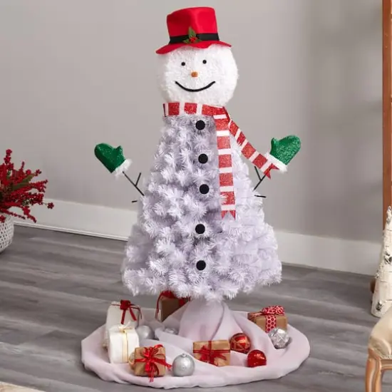4ft. Unlit Snowman Artificial Christmas Tree {3}