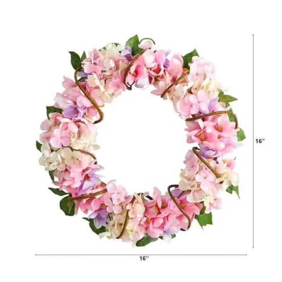 16" Pink Hydrangea Wreath {5}