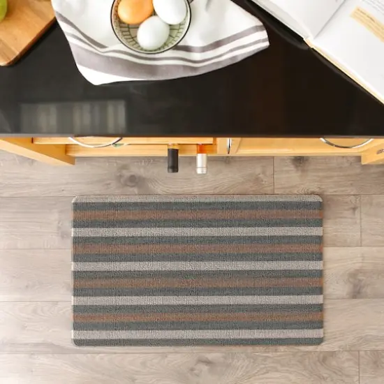 Brown Bangal Stripe Tufted Loop Textilene Mat {4}