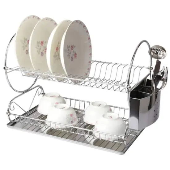 MegaChef Chrome Plated 17.5" 2-Shelf Dish Rack {1}