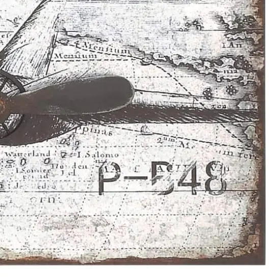 46" Silver Metal Airplane Industrial Wall D&eacute;cor {4}