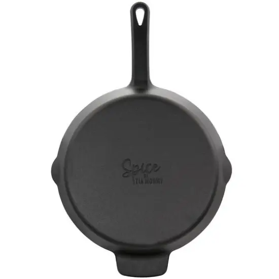 Spice by Tia Mowry Savory Saffron 12" Cast Iron Skillet with Pouring Spouts {7}