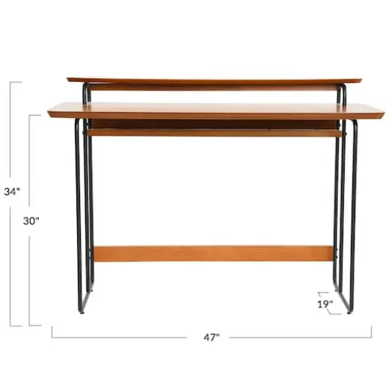 Hello Honey&reg; Pacifica Mid-Century Modern Computer Desk Black/Almond {10}