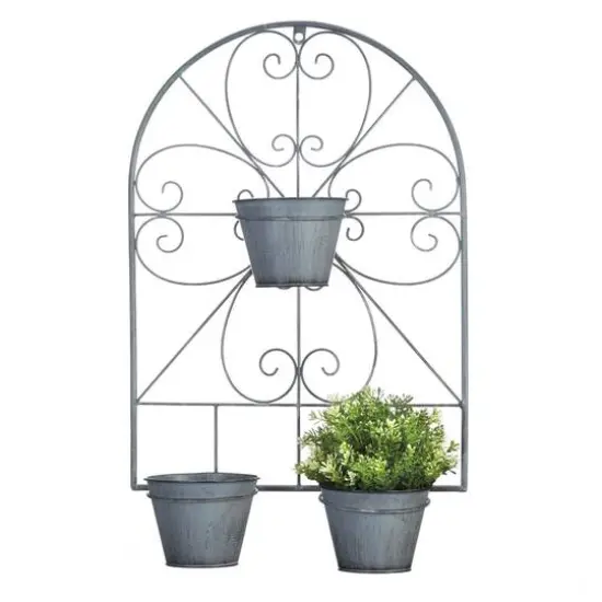 23'' Scrollwork Trellis with Flower Pots {3}