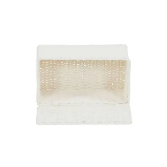 Household Essentials Small White Wicker Basket with Lid {11}