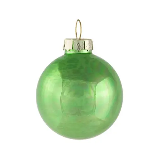 10ct. 2" Grass Green 2-Finish Glass Ball Ornaments {5}