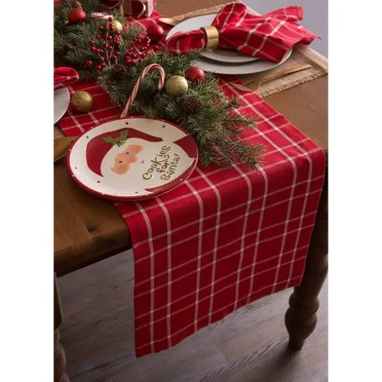 DII&reg; 108" Holly Berry Plaid Table Runner {8}