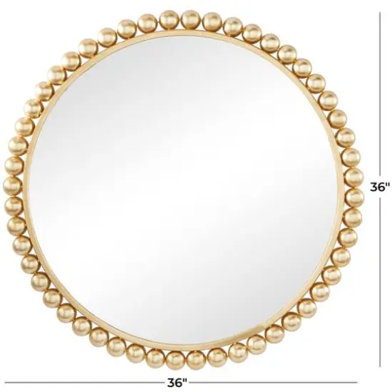 CosmoLiving by Cosmopolitan Gold Metal Wall Mirror with Bead Detailing 36" x 1" x 36" {6}