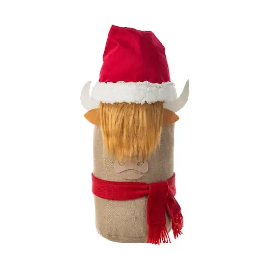Glitzhome® 20" Christmas Linen Highland Cow Doorstop Porch Decor {1}