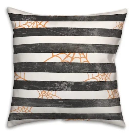 Spiderwebs & Stripes Spun Poly Throw Pillow {1}