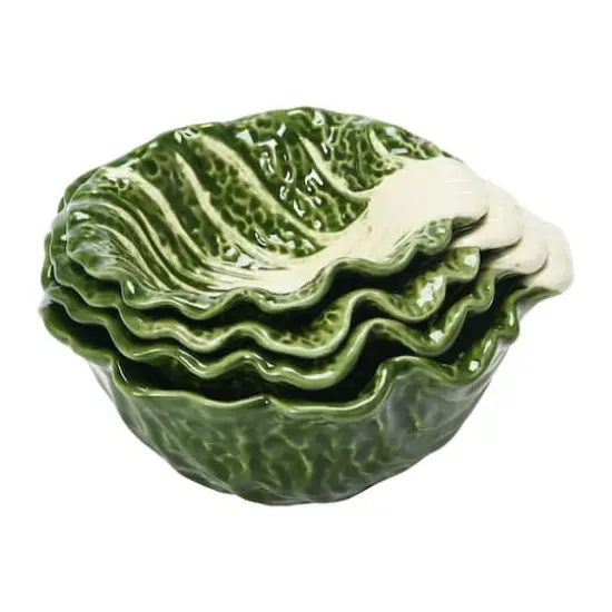Hello Honey&reg; Green Hand-Painted Cabbage Shaped Stoneware Bowls, 4ct. {5}