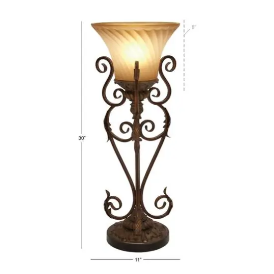 Set of 2" Brown Metal Mediterranean Uplight, 30" {10}