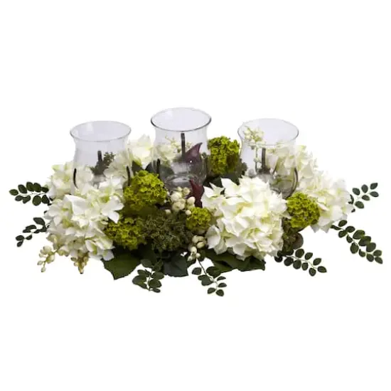 9.5" Snowball Hydrangea Triple Candelabrum {3}