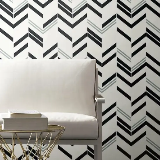 RoomMates Chevron Stripe Peel & Stick Wallpaper Black and Gray {6}