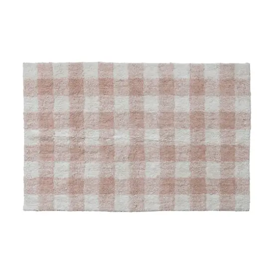 Hello Honey&reg; 3ft. x 5ft. Blush & Cream Plaid Cotton Tufted Rug {1}