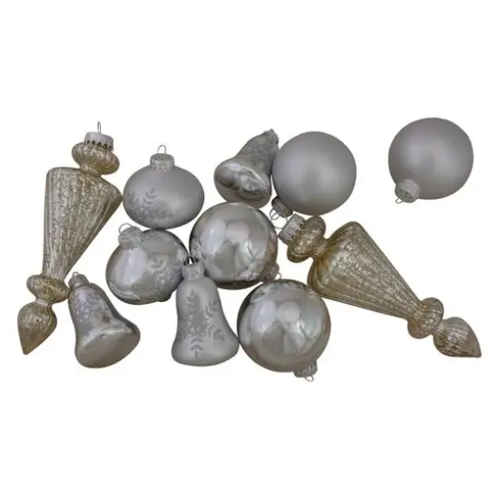 36ct. Silver Contemporary Ornaments {3}