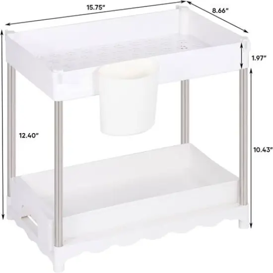 NEX™ 16" 2-Tier Under Sink Organizer with Sliding Drawer White {4}