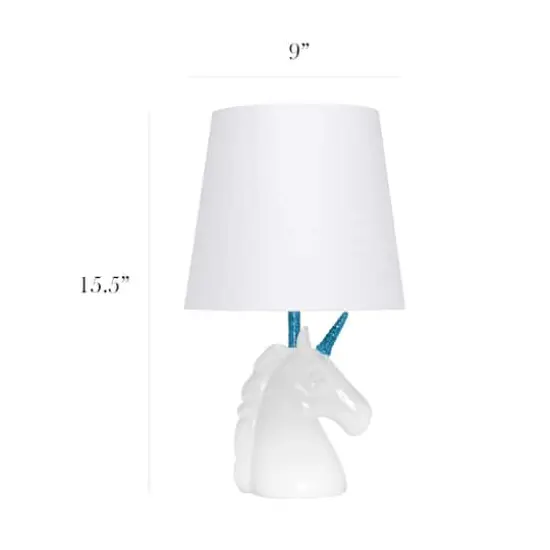 Simple Designs 15.5" Unicorn Table Lamp White/Blue Glitter {4}