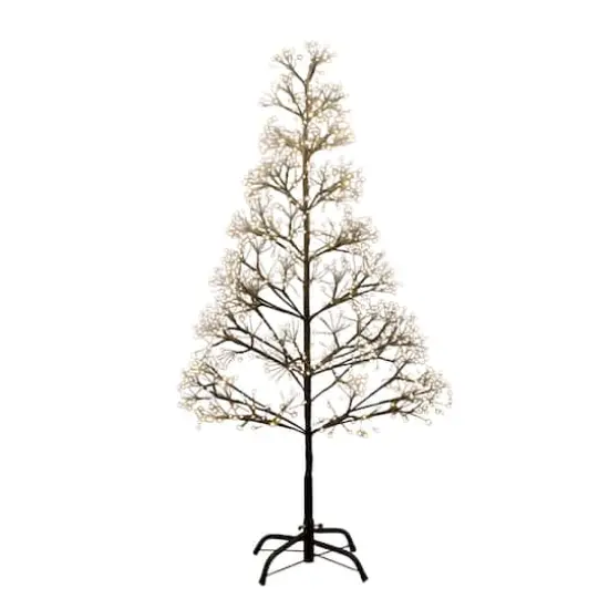 4ft. Pre-Lit Artificial Halloween Black Starburst Tree with 800 Fairy Warm White LED Lights {1}