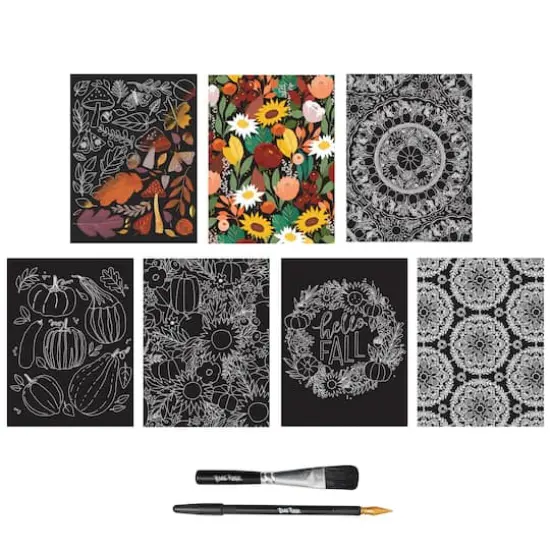 Brea Reese&trade; 6" x 8" Festive Harvest Scratch Art Paper Pad {3}