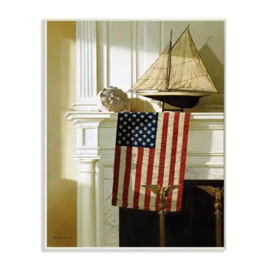 Stupell Industries Nautical Americana Mantle Wooden Wall Plaque {1}