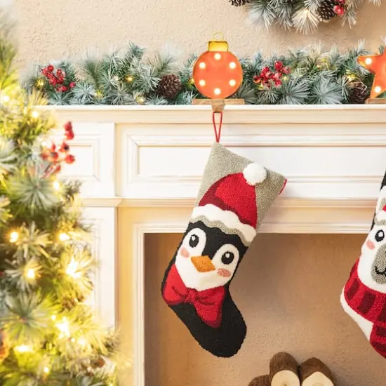 Glitzhome&reg; 20.5" Polar Bear & Penguin Hooked Stocking Set {4}