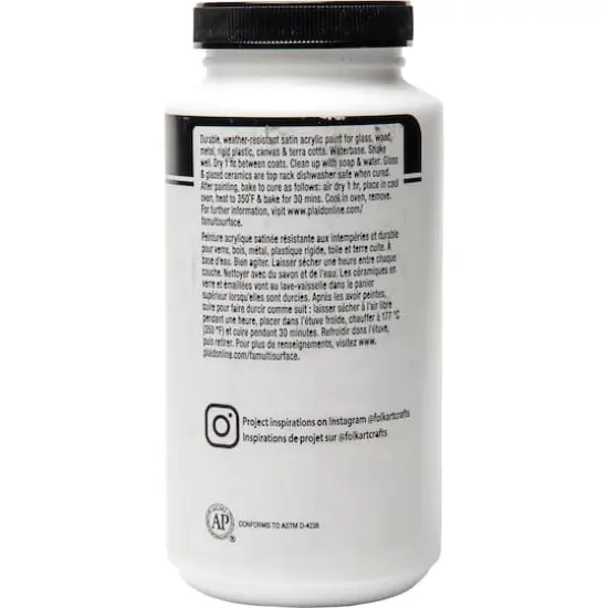 FolkArt&reg; Multi-Surface Satin Acrylic Paint, 16oz. 6374 Titanium White {4}