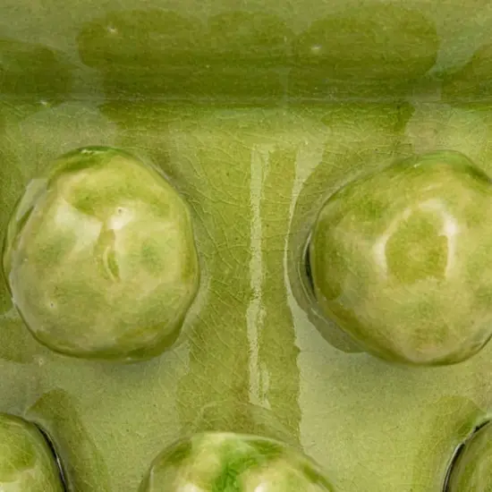 Hello Honey&reg; 12.25" Green Round Terra-cotta Hobnail Footed Vase {7}